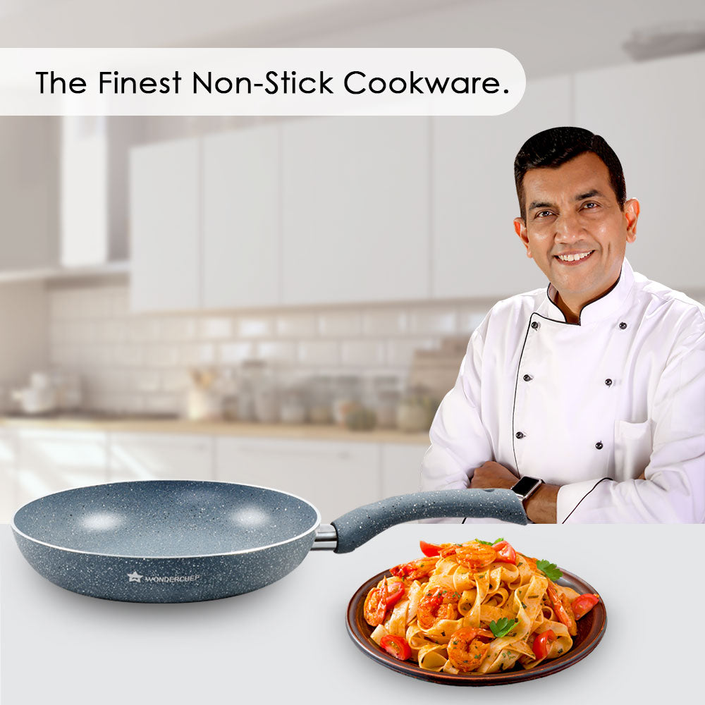 Granite 24 cm Non-Stick Fry Pan | 1.8 L | Grey | 5 Layer PFOA Free Non-Stick Coating | Compatible with Hot Plate, Hobs, Gas Stove, Ceramic Plate and Induction cooktop | 2 Years Warranty