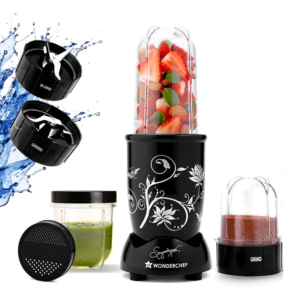Nutri-blend 500W Mixer Grinder, 22000 RPM Motor, Smoothie Maker, Masala Grinder, Chutney Blender, 3 Unbreakable Jars, Recipe Book by Chef Sanjeev Kapoor, 2 Yr Warranty, Black