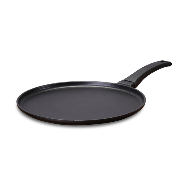Inducta Die-cast Dosa Tawa, 28cm, 4mm, Japanese Non-stick Coating, Cook with Less Oil, For Dosas, Rotis, Parathas, Omelettes, Pancakes, Compatible with All Cooktops, 2-Yr Warranty, Black