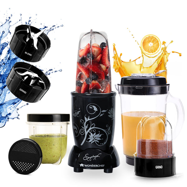 Nutri-blend 500W Mixer Grinder, 22000 RPM Motor, Smoothie Maker, Masala Grinder, Chutney Blender, 4 Unbreakable Jars, Recipe Book by Chef Sanjeev Kapoor, 2 Yr Warranty, Black