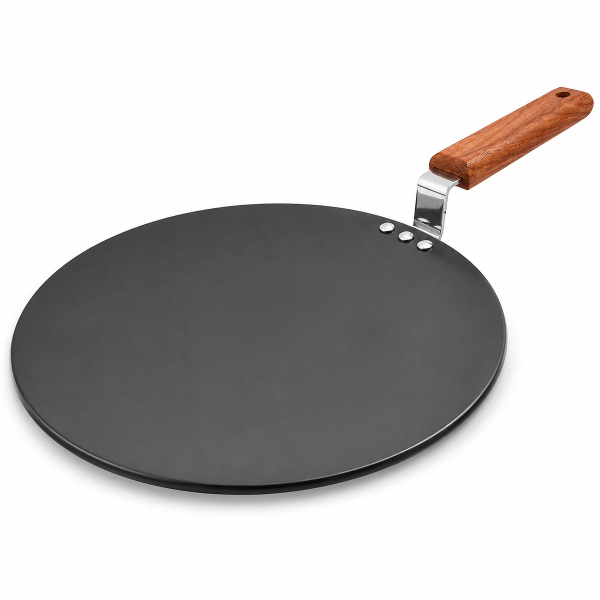 Ebony 28 cm Roti Tawa | Wooden Handle With Rivets | Hard Anodized Aluminium| Non Stick ...