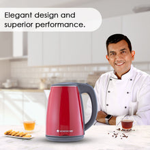 Load image into Gallery viewer, Electric Kettle Crimson Edge, 1.2 Litres, Stainless Steel Interior with Auto-shut Off, 2-level Safety, Cool Touch Plastic Exterior, 2 Years Warranty, 1500W, Red