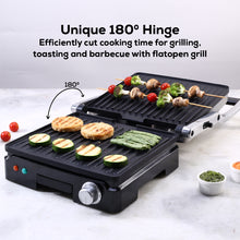 Load image into Gallery viewer, Sanjeev Kapoor Tandoor Family Size Plus, Electric Griller, Toaster &amp; Sandwich Maker | 3-in-1 | 1800 Watt | 180° Grilling | Adjustable Slope | Flexi Hinges | Healthy Non-Stick Coating | Cool Touch Handle | Auto Shut Off | 2 Year Warranty | Black &amp; Silver