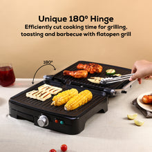 Load image into Gallery viewer, Sanjeev Kapoor Tandoor Professional Plus, Electric Griller, Toaster &amp; Sandwich Maker | 3-in-1 | 1800 Watt | 180° Grilling | Adjustable Slope | Flexi Hinges | Healthy Non-Stick Coating | Cool Touch Handle | Auto Shut Off | 2 Year Warranty| Black &amp; Silver