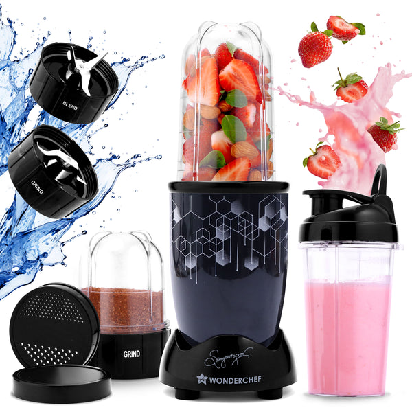 Nutri Blend Photon with Sipper Lid, Mixer, Grinder, Blender & Smoothie Maker | 400 W 22000 RPM 100% Full Copper Motor | Stainless steel Blades | 2 unbreakable jars | 2 Years warranty | Recipe book by Chef Sanjeev Kapoor | Black