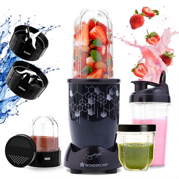 Nutri-blend Photon 400W Mixer Grinder, 22000 RPM Motor, Smoothie Maker, Masala Grinder, Chutney Blender, 3 Unbreakable Jars, Recipe Book by Chef Sanjeev Kapoor, 2 Yr Warranty, Black