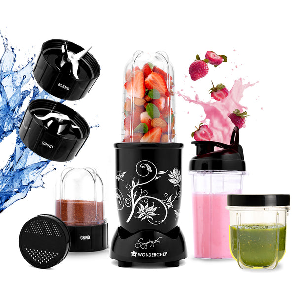 Nutri-blend 500W Mixer Grinder, 22000 RPM Motor, Smoothie Maker, Masala Grinder, Chutney Blender, 3 Unbreakable Jars & Sipper Jar, Recipe Book by Chef Sanjeev Kapoor, 2 Yr Warranty, Black