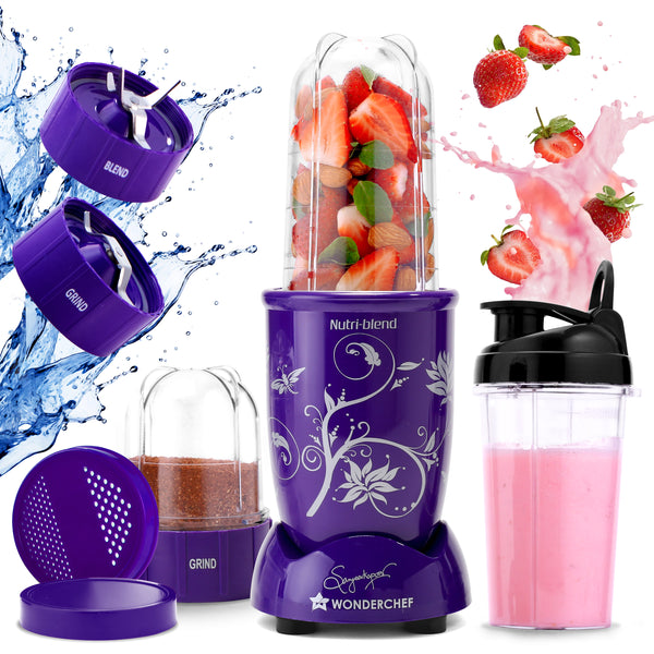Nutri-blend Mixer Grinder Blender, Smoothie Maker, 3 Unbreakable Jars (Blending, Grinding, and Sipper Jar), 500W 22000 RPM 100% Full Copper Motor, SS Blades, 2 Year Warranty, Purple
