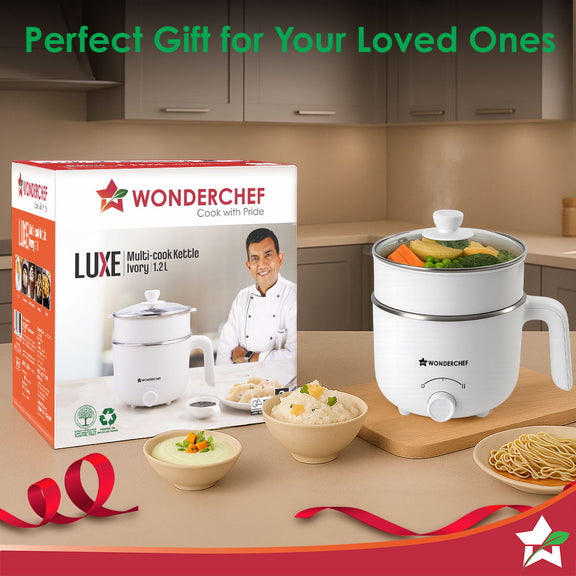 Wonderchef Luxe Multi Cook Kettle 1.2L 600W Ivory