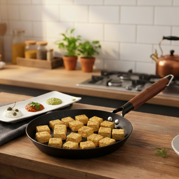 Pre-Seasoned Ferro Light 20cm Cast Iron Fry Pan | 800 ml | Acacia Wooden Handles | Gravity Moulding Technology | No Chemical Coating | 10 Year Warranty