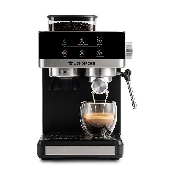 Regalia Espresso Machine & Coffee Grinder, 20-bar Pressure, Cafe-style Espresso with Freshly Ground Beans, Hot & Cold Brews, 20 Grinding Options, Easy to Use, Perfect Gift, 2-Yr Warranty