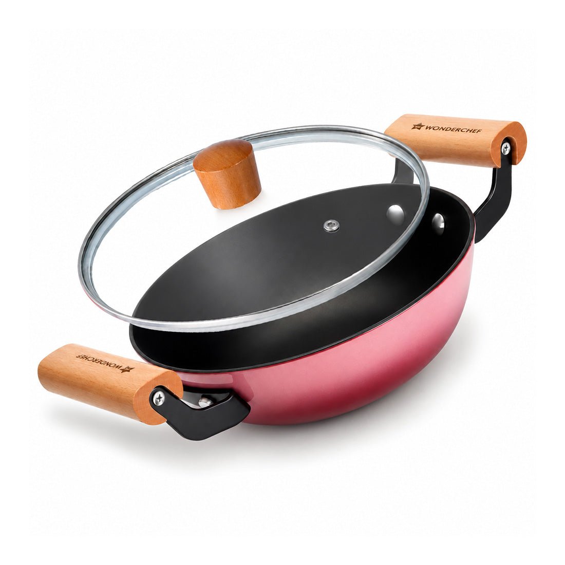 Ferro Enamel Light-weight Cast-iron Kadhai with Lid, 20cm, No Seasoning Required, Titan...
