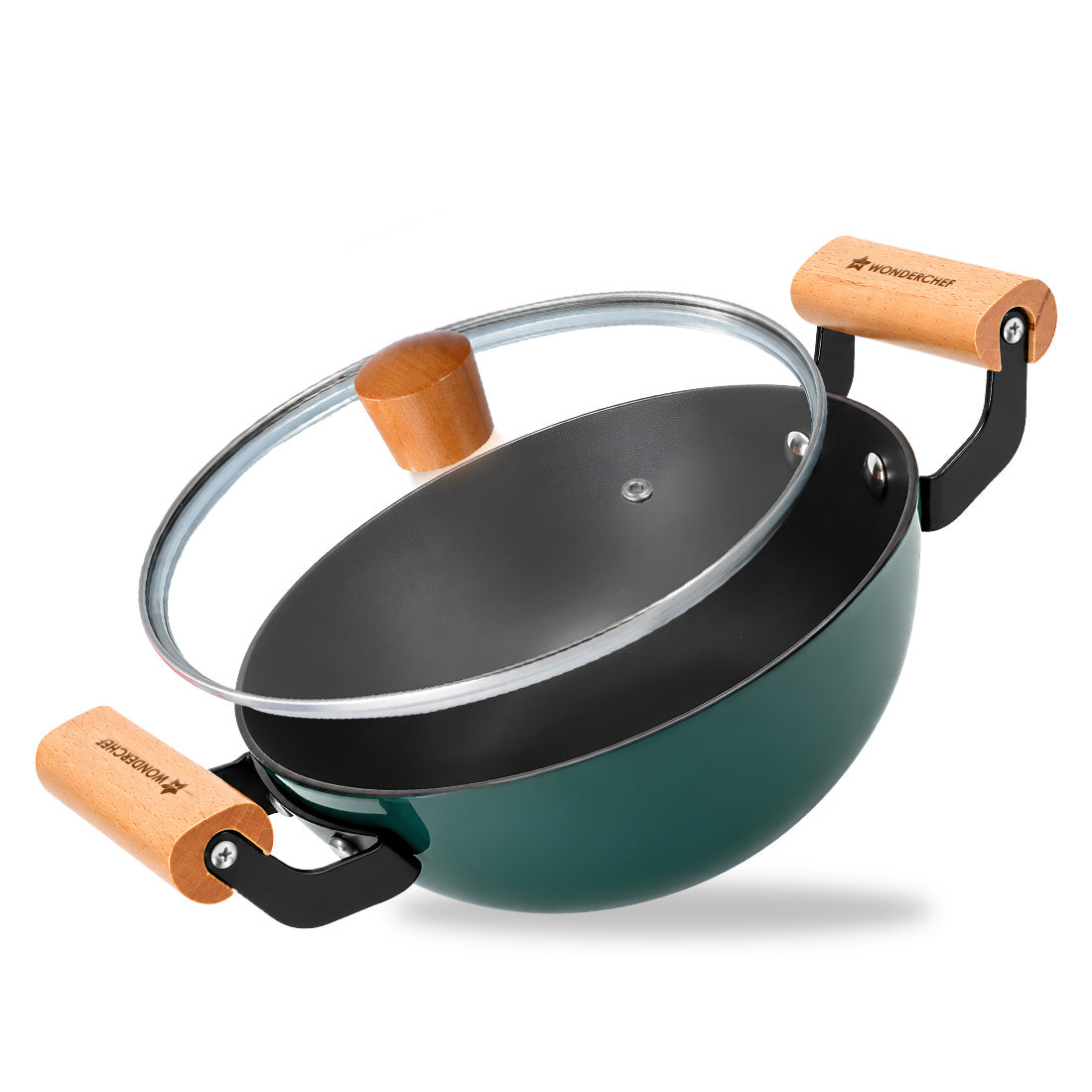Ferro Enamel Light-weight Cast-iron Kadhai with Lid, 24cm, No Seasoning Required, Titan...