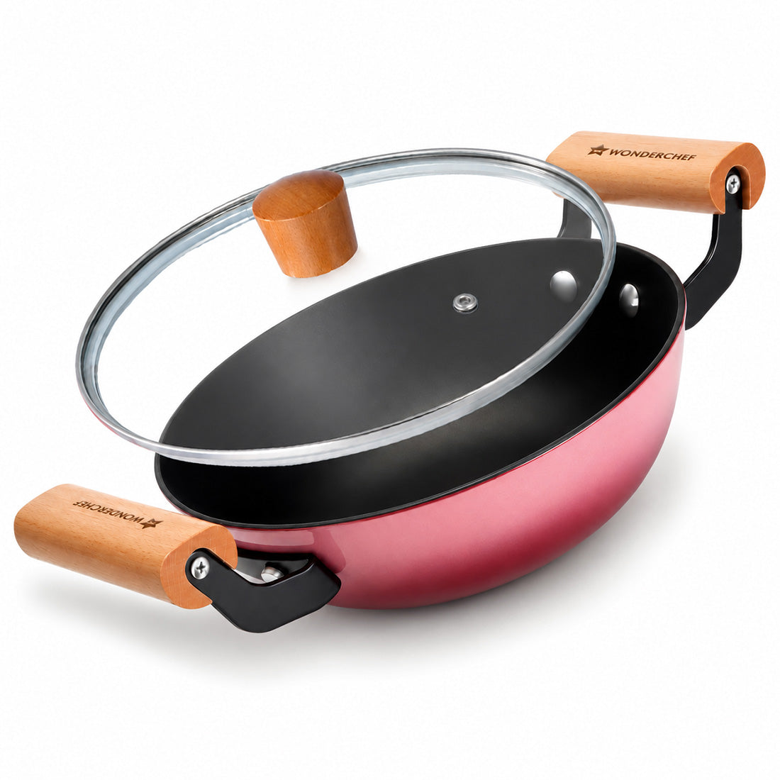 Ferro Enamel Light-weight Cast-iron Kadhai with Lid, 24cm, No Seasoning Required, Titan...