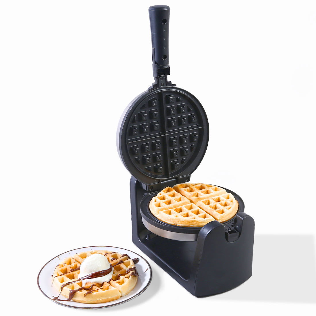 1000 Watt Belgian Waffle Maker | Non-stick Plates| Adjustable Temperature Control | Sta...