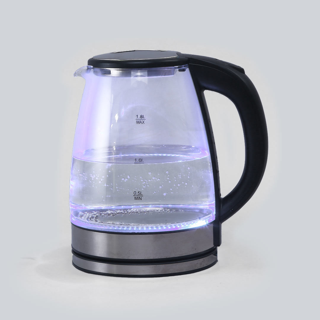 Azure Electric Glass Kettle, 1.8L, Borosilicate Glass Body, Stainless Steel Heating Pla...