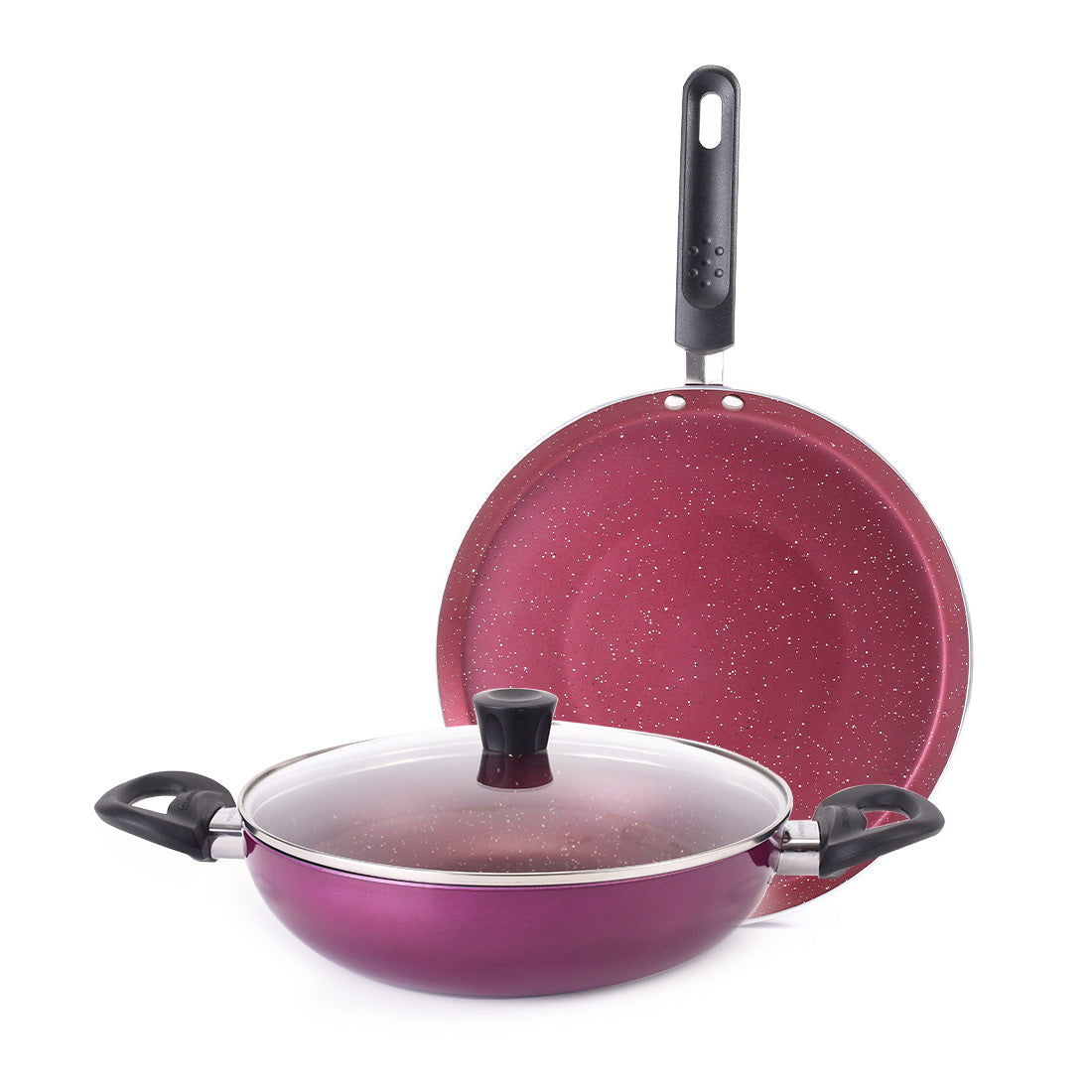 Bandhan Non-stick Cookware 3 Pcs.Set | Dosa Tawa,Kadhai and Lid | 100% PFOA free Coatin...