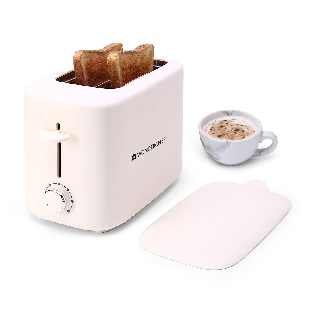 Bellagio 2-Slice Pop-up Toaster with Lid Cover | 800 Watt | 2 Bread Slice | 6- Level Br...