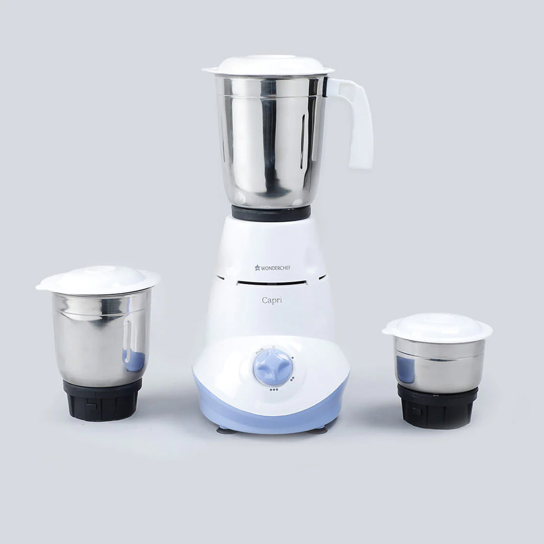 Capri Mixer Grinder 550W With 3 Stainless Steel Jars (White &amp; Blue)