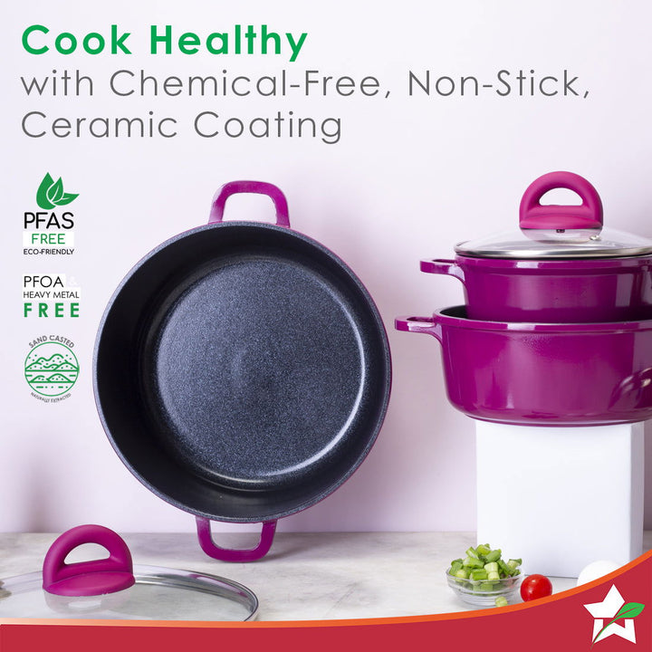 Ceramide Non-stick Casserole Set, 6Pc Induction Bottom, Soft