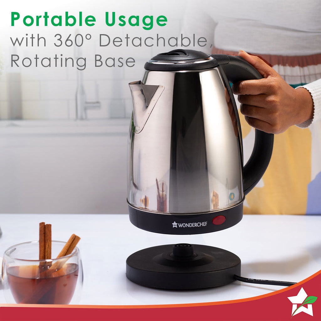 Crescent Electric Kettle Stainless Steel Interior 1.8L Wonderchef India