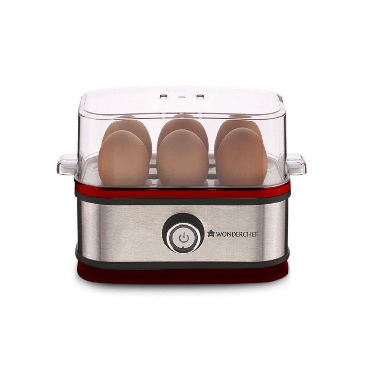 Crimson Edge Instant Electric Egg Boiler with 6 Egg Poachers|3 Boiling Modes, Soft, Med...