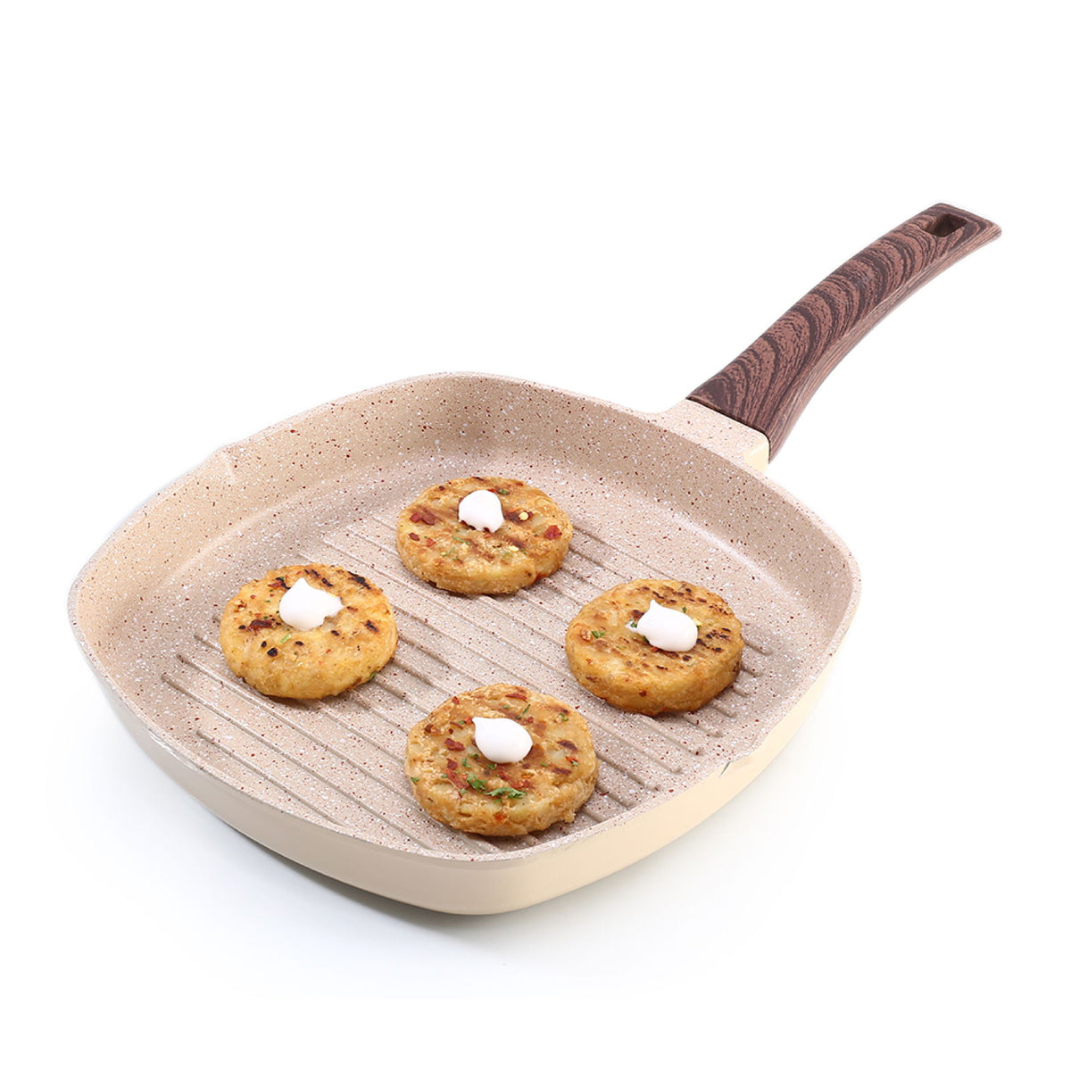 Duralife Die-cast 24 cm Grill Pan | 5 Layer Healthy Duramax Non-Stick Coating | Soft To...