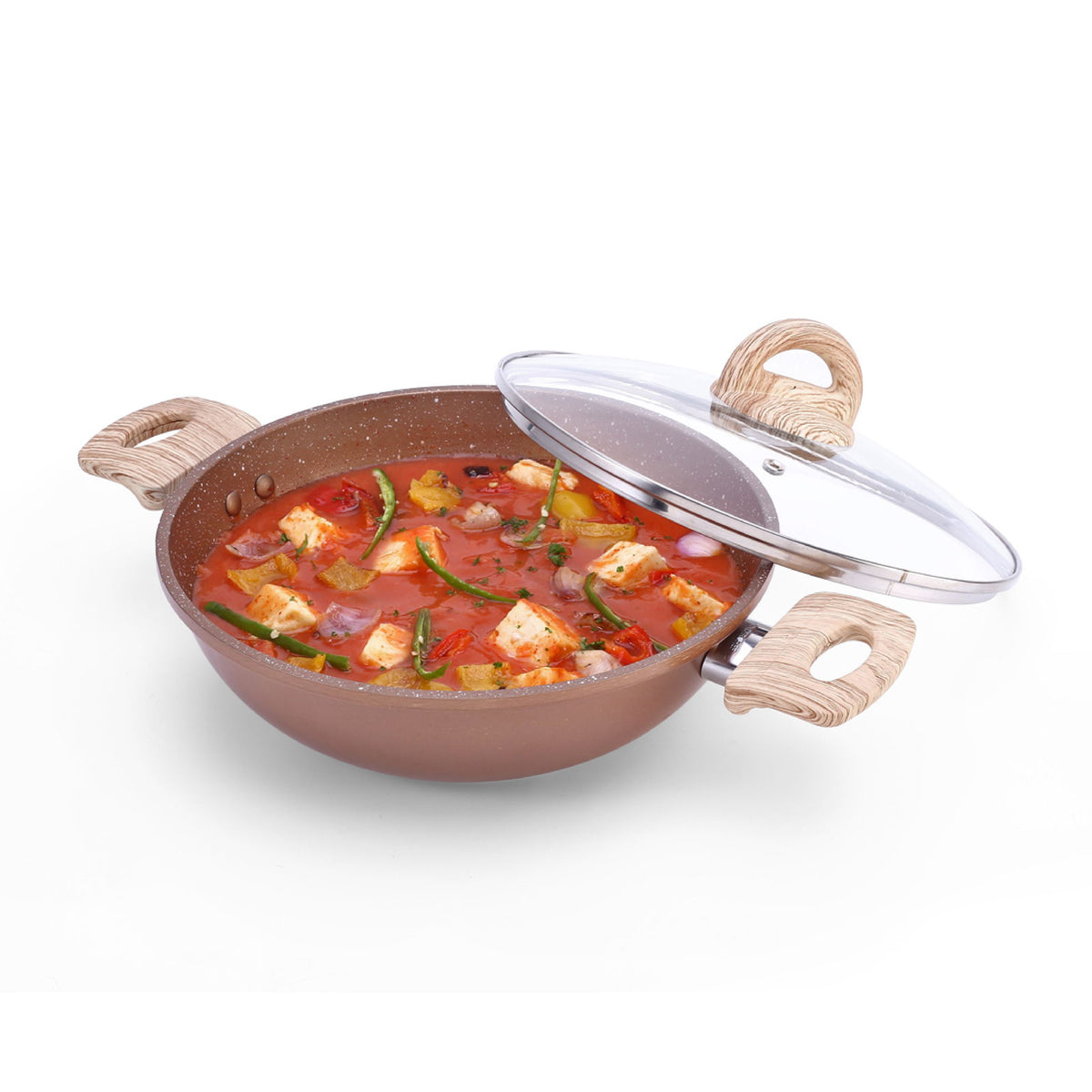 Duralife Die-cast 24 cm Kadhai with lid | 5 Layer Healthy Duramax Non-Stick Coating | S...