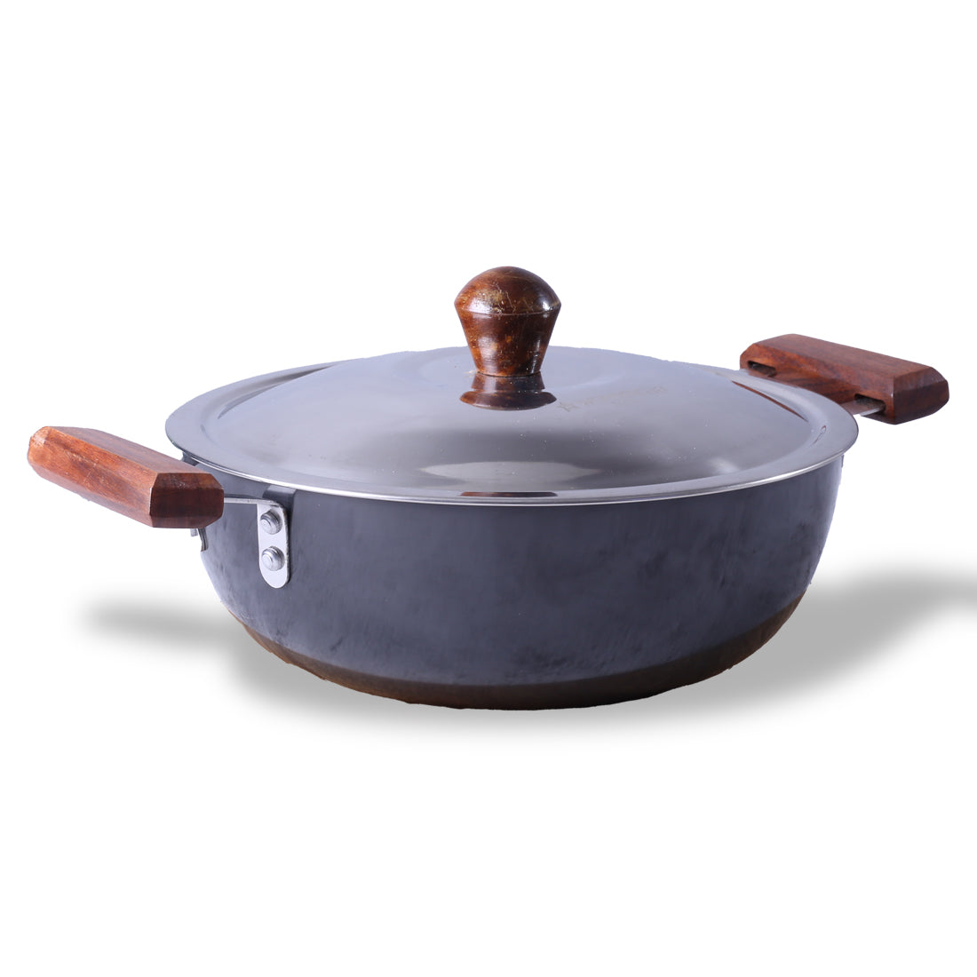 Ebony 24 cm Hard Anodized Deep Kadhai/Kadai with Lid - 3 Litre | Ideal for Sauteeing ve...