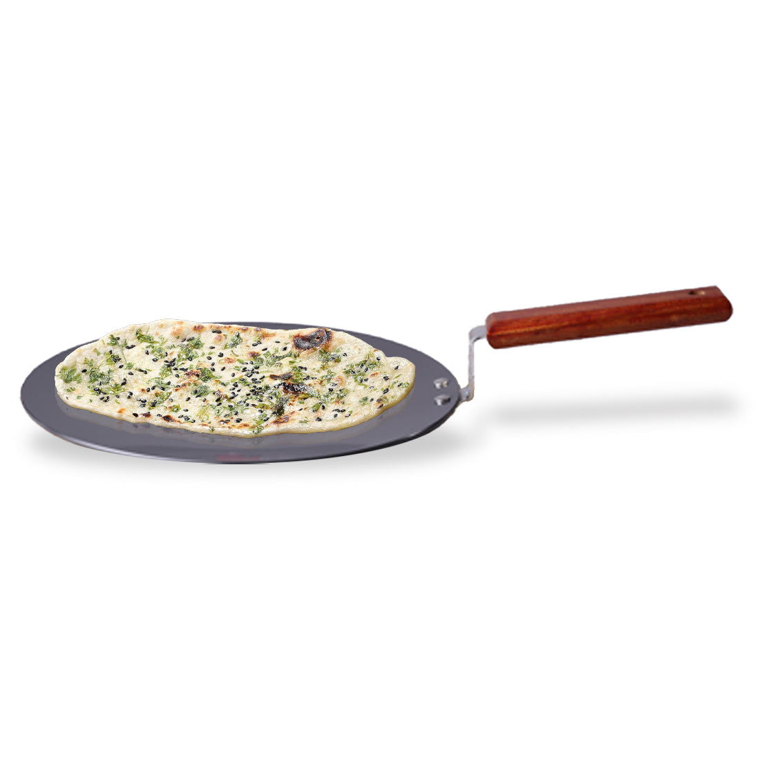 Ebony 25 cm Roti Tawa | Induction Bottom | Wooden Handle | Hard Anodized Aluminium | No...