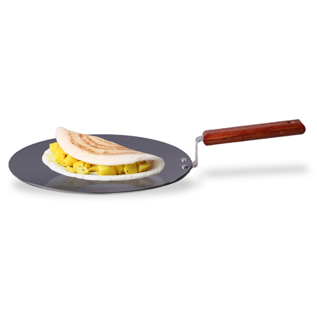 Ebony 28 cm Roti Tawa | Induction Bottom | Wooden Handle| Hard Anodized Aluminium | Non...