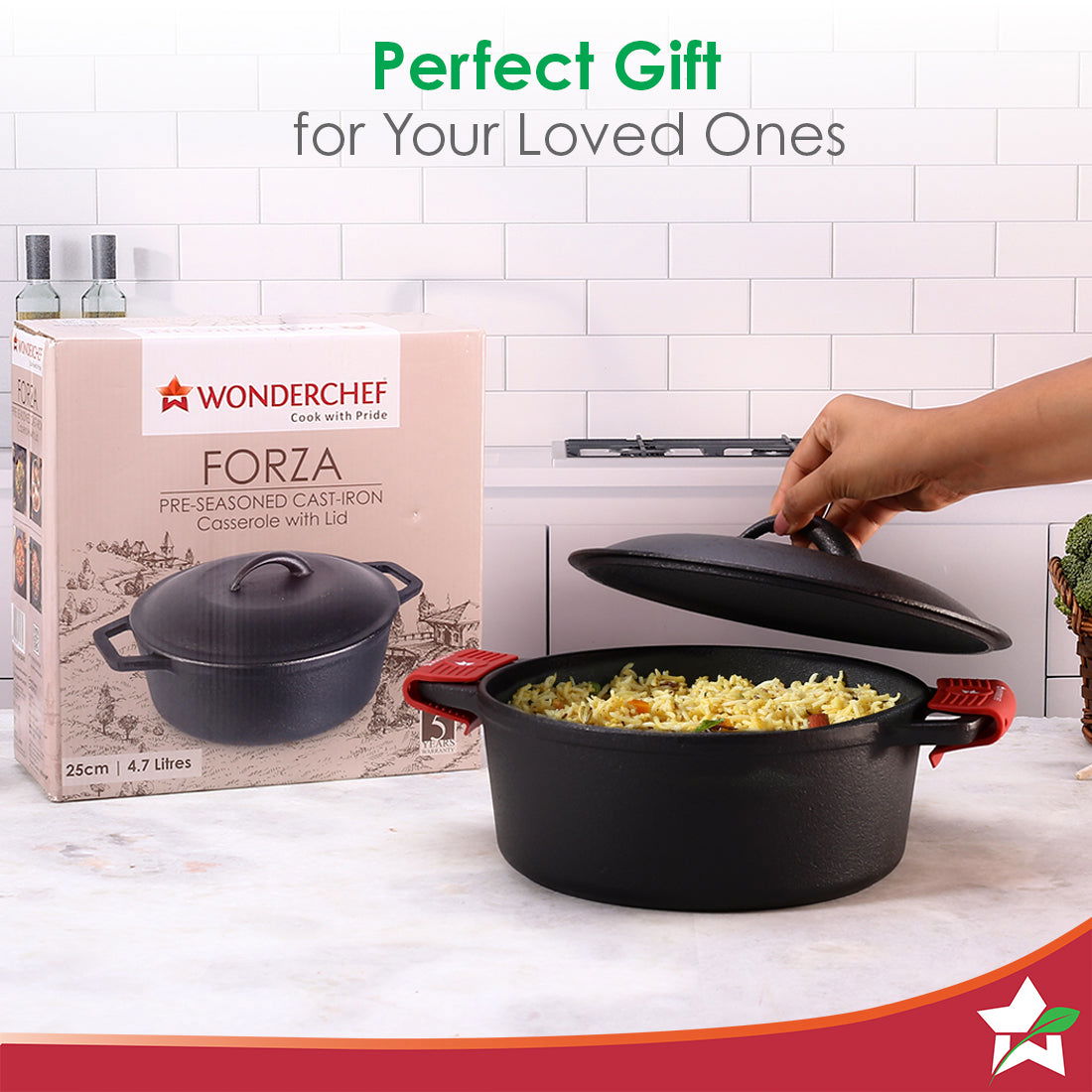 Shop Forza Cast iron Casserole With Lid 25 Cm Online At Best Price Wonderchef India