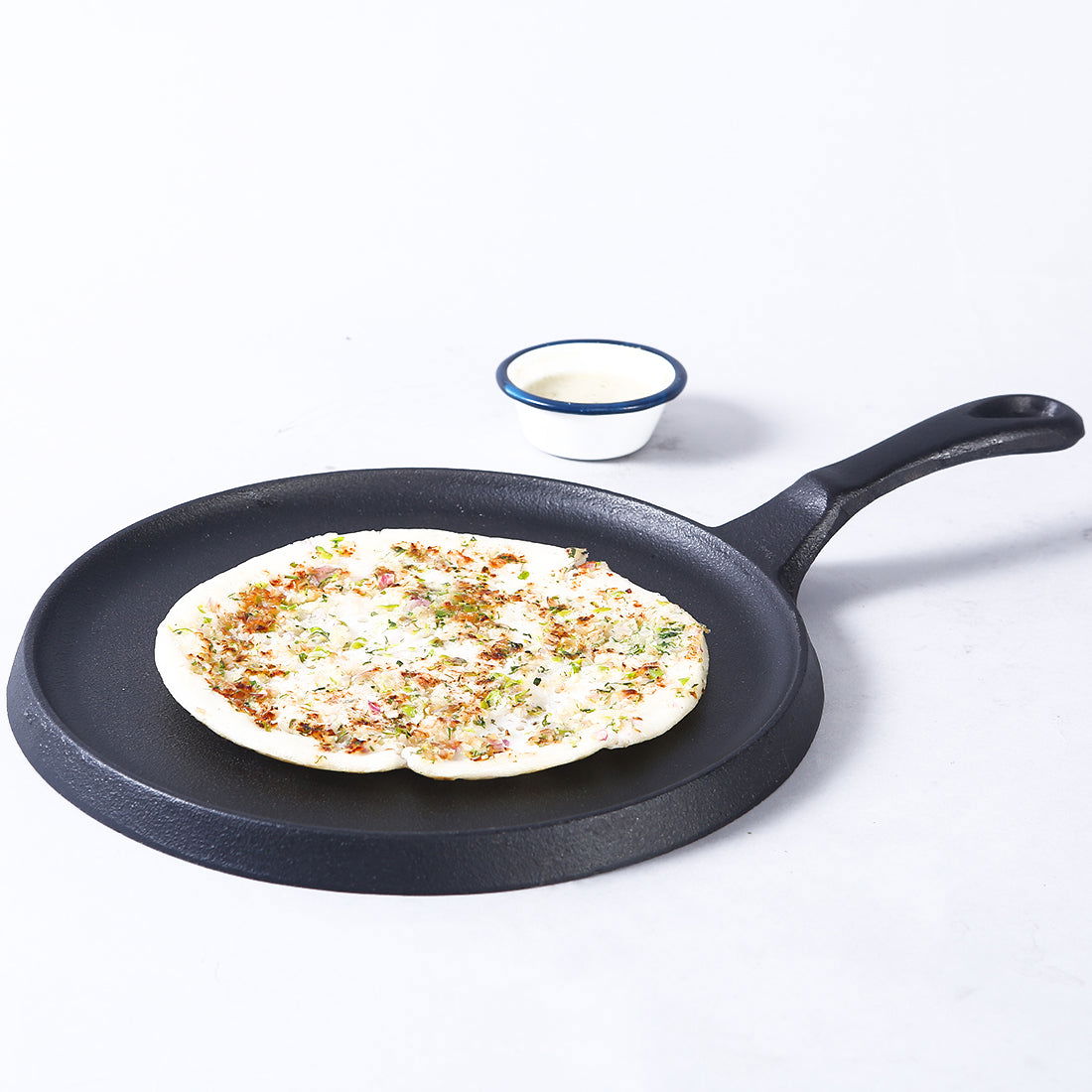 Forza Cast-Iron 25 cm Dosa Tawa Pan | Pre-Seasoned Cookware | Induction Friendly | 3.8 ...