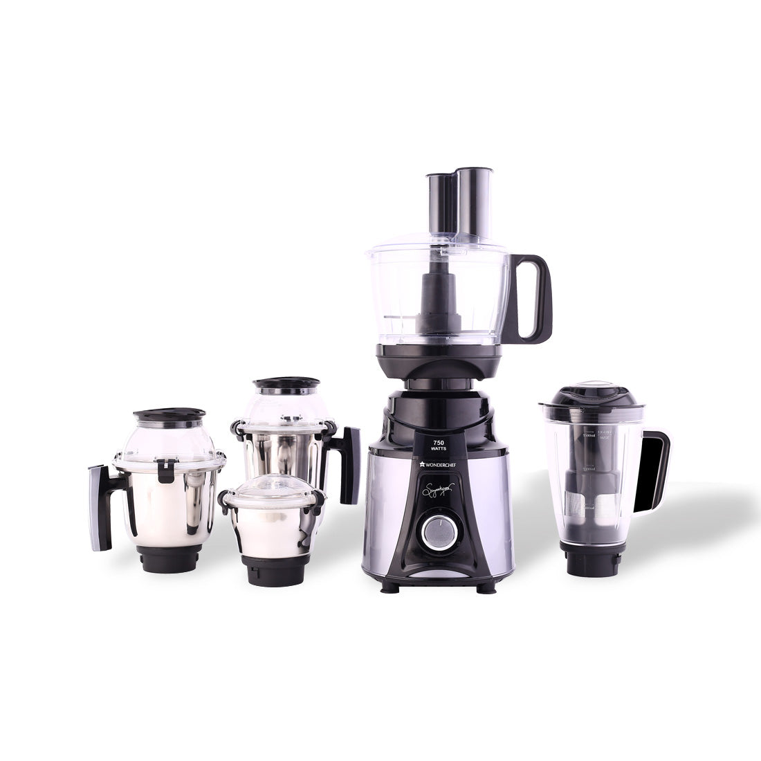 Galaxy Food Processor 750W Mixer Grinder, 100% Copper Motor, 4 Jars, Black & Grey, 5 Ye...
