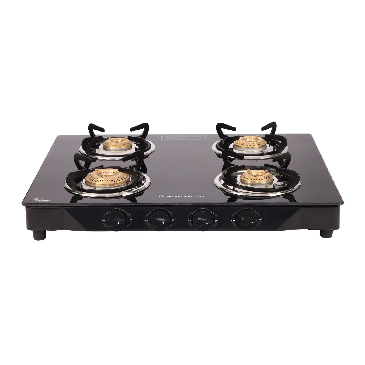 Glory 4 Burner Glass Gas Stove, Black 8mm Toughened Glass with 2 Years Warranty, Ergono...