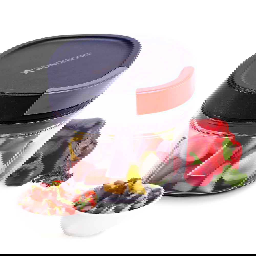 Glory String Chopper with 3 Sharp Stainless Steel Blades 600 ml, Anti Slip Silicone, Compact, Air tight lid, 1 Year Warranty