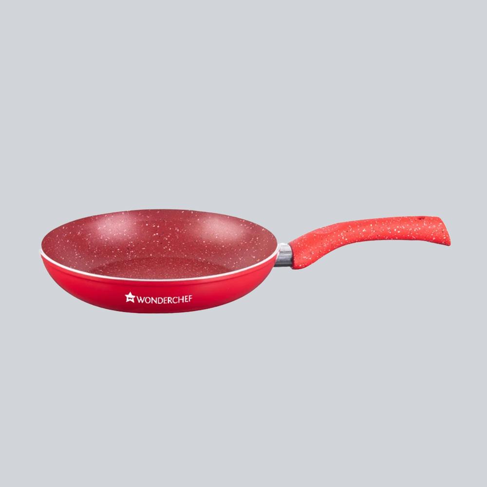 Granite 24 cm Non-Stick Fry Pan | 1.8 L | Red | 5 Layer PFOA Free Non-stick Coating | C...