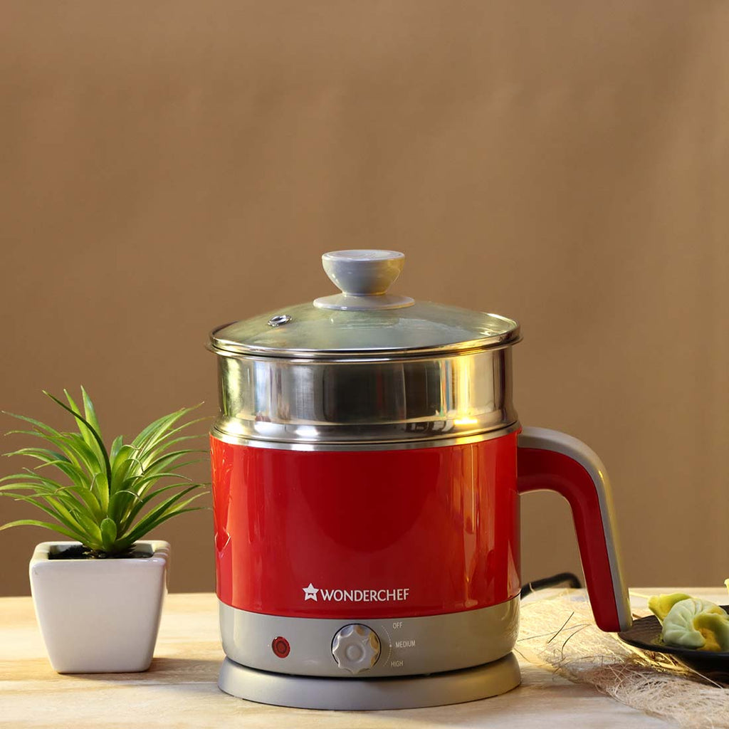 Wonderchef Luxe Multicook Kettle Red 1.2 Litre Kitchen Appliance Online Wonderchef India