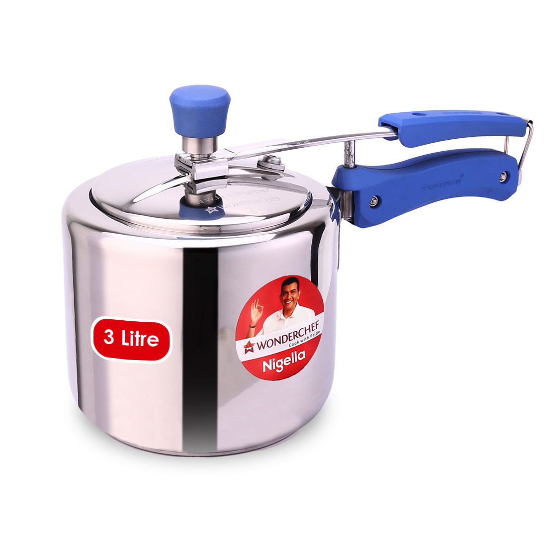 Nigella Stainless Steel 3L Inner Lid Pressure Cooker | 6mm thick bottom | Soft Touch Ha...