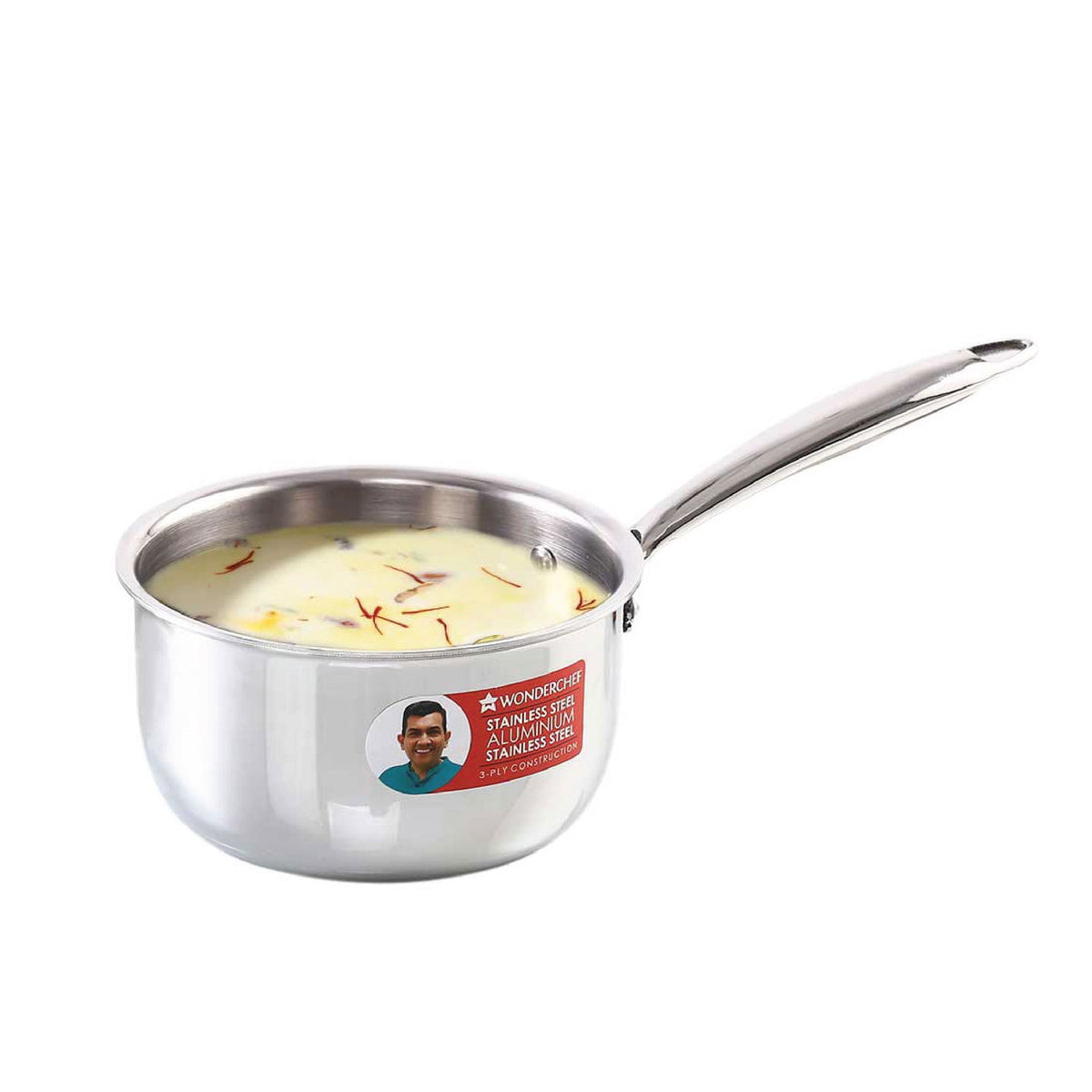 Premium Tri-ply Stainless Steel 16 cm Sauce Pan | 1.5 Liters | 2.6mm Thickness | Silver