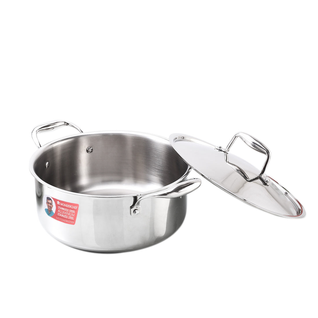 Premium Tri-ply Stainless Steel 24 cm Casserole | 4.8 Litres | 2.6mm Thickness | Induct...