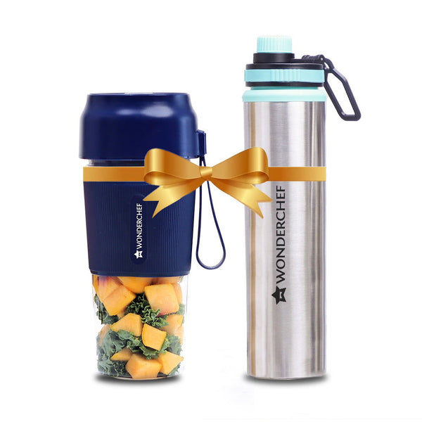 Nutri-cup Portable Blender + Sippy Stainless Steel Bottle, Gift Combo, For Family and Friends, Gift for Diwali and Other Festivals, House Warming