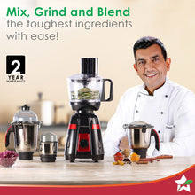 Load image into Gallery viewer, Platinum Food Processor-Mixer-Grinder | 750W Copper Motor | Blades for Slicing, Shredding, Kneading, Juliennes, French-Fries | 4 Jars for Dry/Wet Grinding, Blending | 5 Yr Warranty on Motor