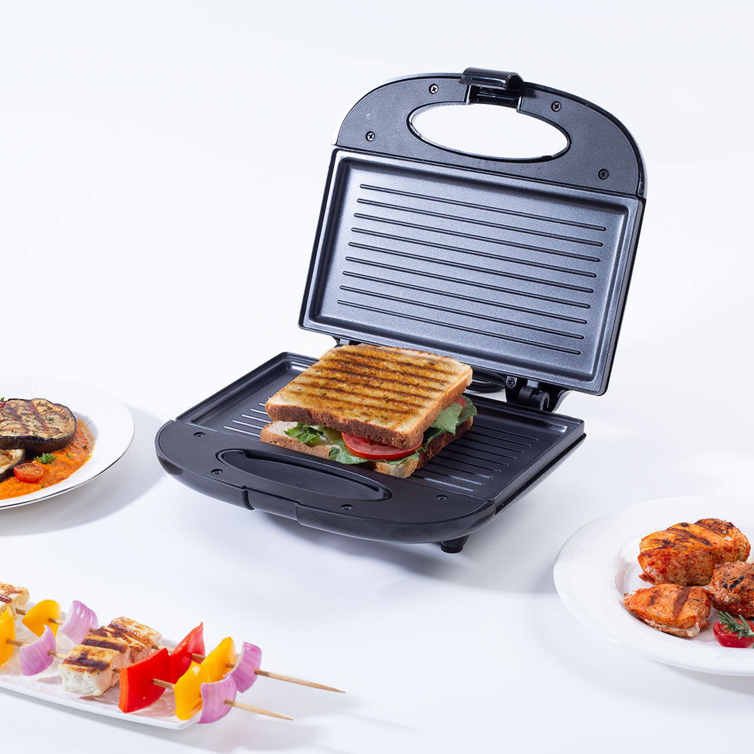 Prato Plus Griller Auto Temp Control, LED indicator | 800 W | Non-stick Coated Plates |...