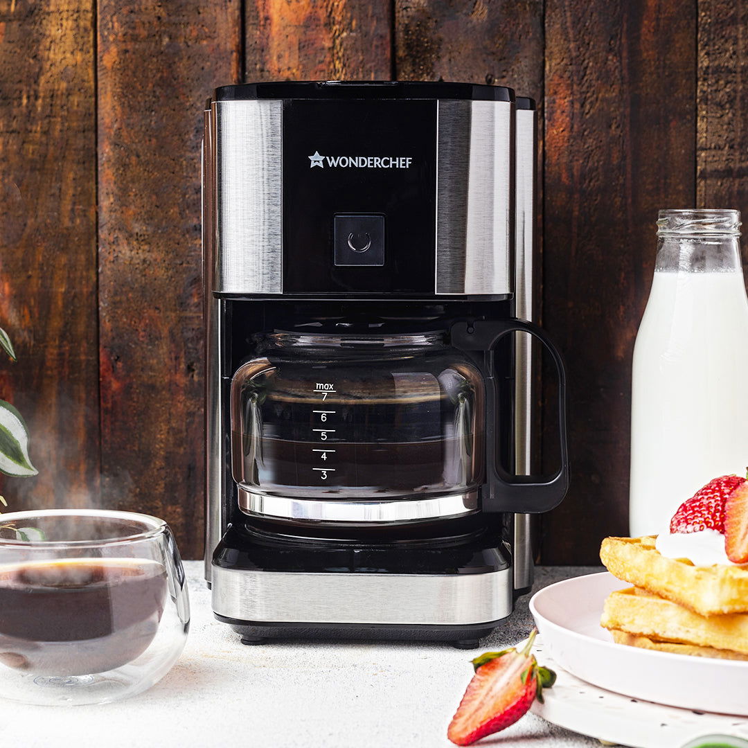 Regalia Brew Coffee Maker 550 W | Stainless Steel Body | 700ml Borosilicate Glass Caraf...