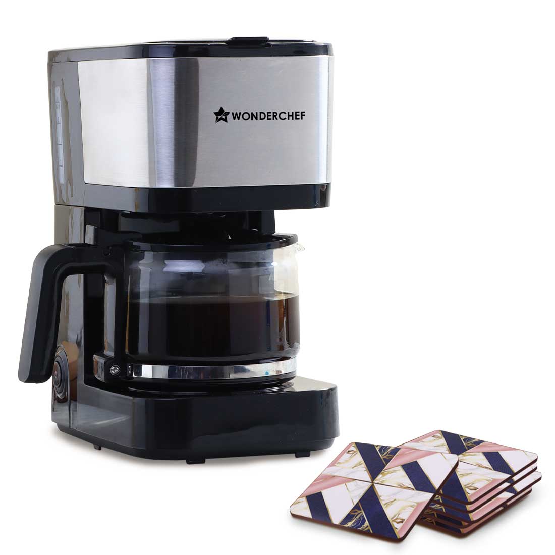 Regalia Pronto Brew Coffee Maker +  Coaster Set Gift Combo | Drip Coffee | 6 Cups Coffe...