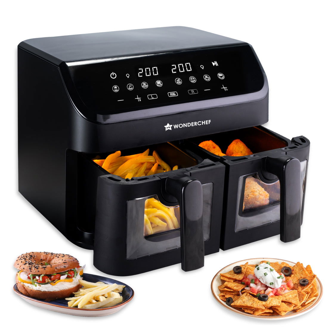 Regenta Digital Air Fryer with Dual Basket | 2000W, 9L | 2 Baskets for Different Types ...