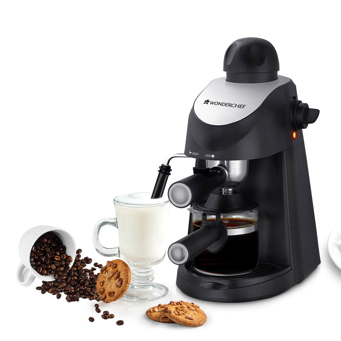 Wonderchef Renewed Regenta Espresso Coffee Maker 5-bar | Built in Milk Frother | Make E...