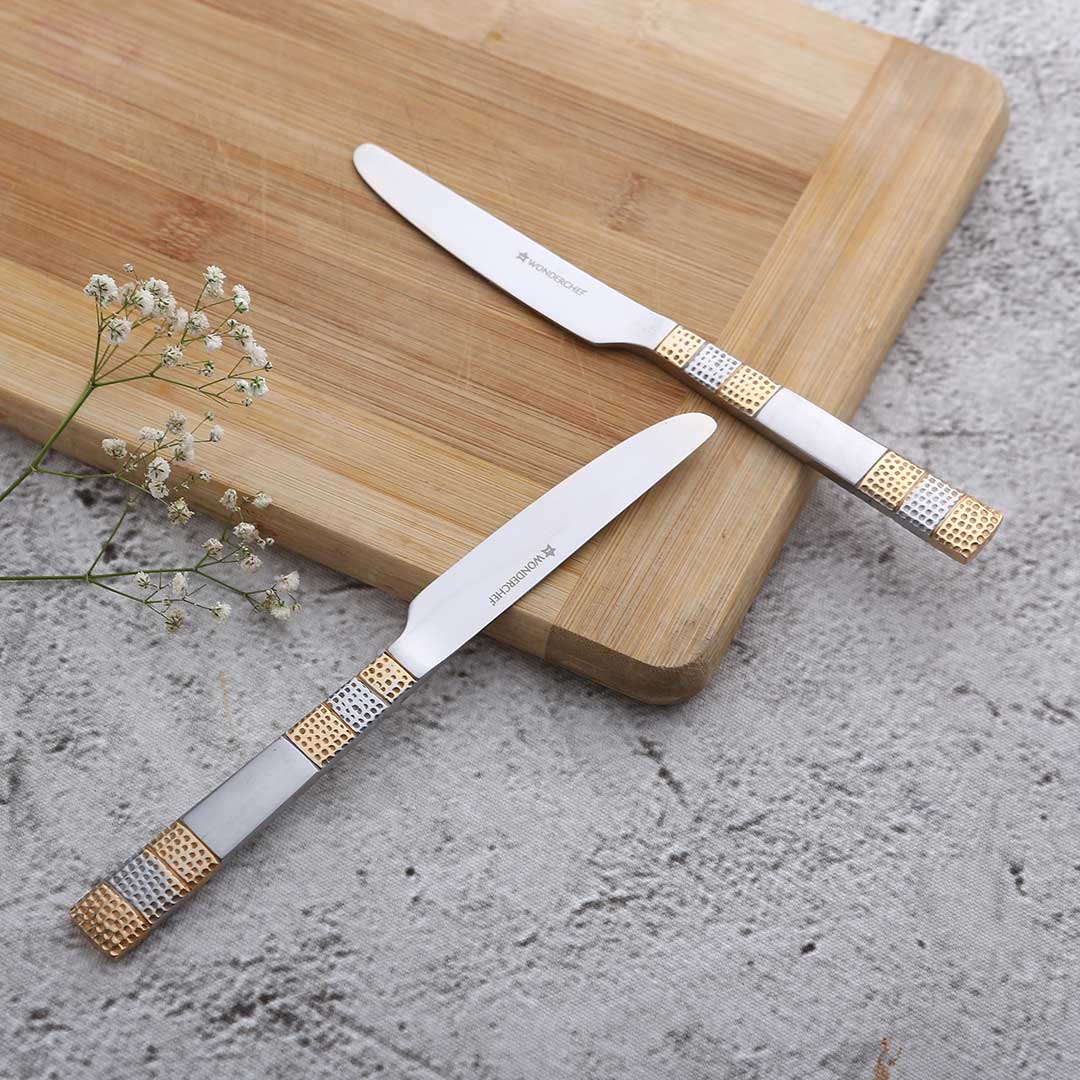 Roma Dinner Knife - Gold Plated - Set of 2pcs