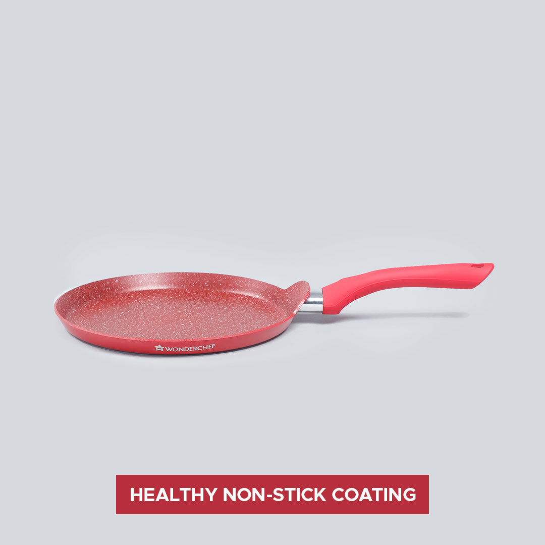 Royal Velvet 28cm Non-stick Dosa Tawa, Induction bottom, Soft-touch Handle, Virgin Grad...